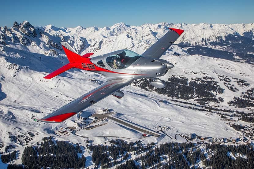 Bristell B23 Turbo cruising over the mountains