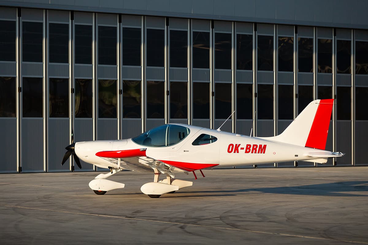 Bristell B23 side profile at golden hour